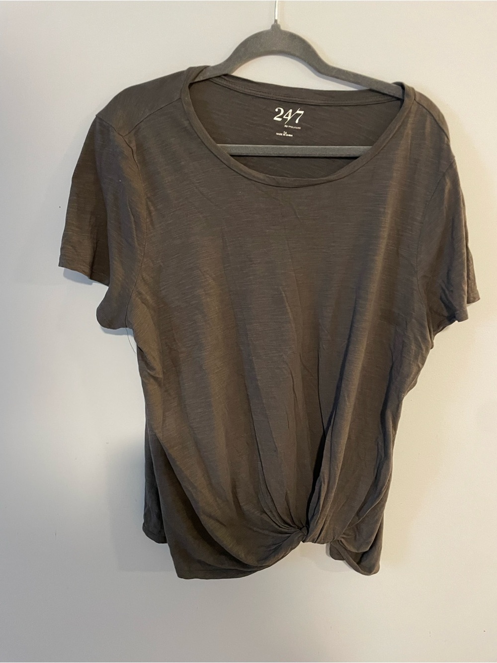 24/7 by Maurices Charcoal Twist Front Short Sleeve Top size 1X